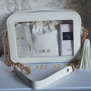 Dior White & Gold Small Drawstring Bag